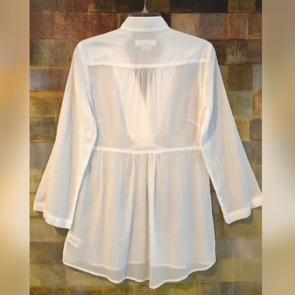 MICHAEL KORS White Gauze Cotton Tunic Top NWOT Sz4 - Picture 2 of 8